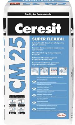 Ceresit Adeziv super flexibil Ceresit CM25 pentru gresie și faianță  interior și exterior 25 kg alb (Adeziv gresie, faianta) - Preturi
