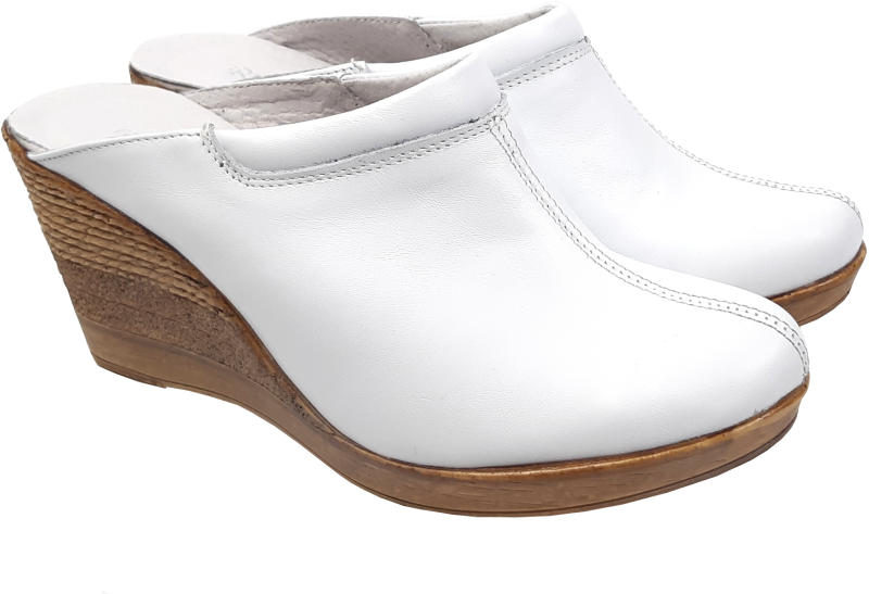Rovi Design Saboti dama albi din piele naturala cu platforme de 7 cm -  TEA19ALB (TEA19ALB) (Sandale dama) - Preturi