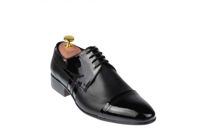Ellion Pantofi barbati lux - eleganti din piele naturala negri - 018BOXLAC  (018BOXLAC) (Pantof barbati) - Preturi