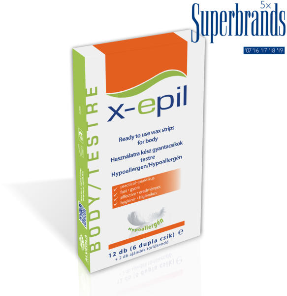 Vásárlás: X-Epil Használatrakész gyantacsík testre - Hypoallergén 6x2db  (XE9233) Szőrtelenítés árak összehasonlítása, Használatrakész gyantacsík  testre Hypoallergén 6 x 2 db XE 9233 boltok