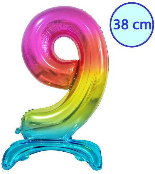 Fólia lufi, 9, talpas, szivárványos, 38 cm