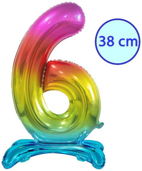 Fólia lufi, 6, talpas, szivárványos, 38 cm