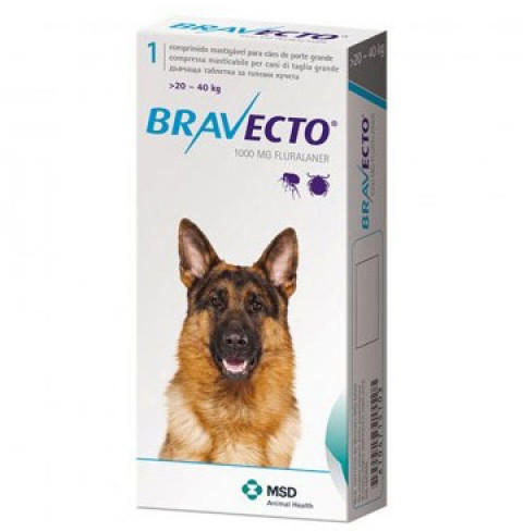MSD Bravecto 20-40 kg, 1 tableta masticabila x 1000 mg (Antiparazitari  caini) - Preturi