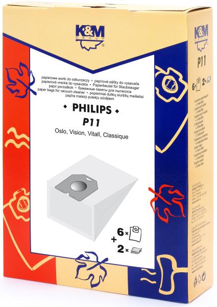 K&M Sac aspirator Philips Oslo, Vision, hartie, 6X saci + 2X filtre, KM  (DUSTBAG-P11-PAP-K&M) (Sac de praf) - Preturi