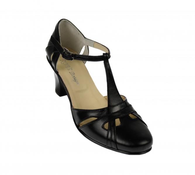 Rovi Design Sandale dama, negre, din piele naturala cu toc de 7cm - S48BOXN  - ciucaleti (Sandale dama) - Preturi