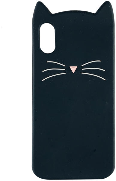 Husa silicon pisica Iphone X Xs, Negru (Husa telefon mobil) - Preturi