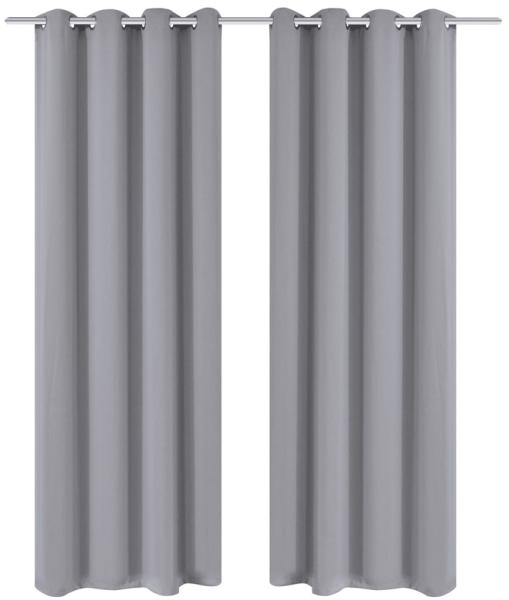 vidaXL Draperii opace cu inele metalice, 2 buc. , gri, 135 x 245 cm  (130375) - vidaxl (Draperie, perdea) - Preturi