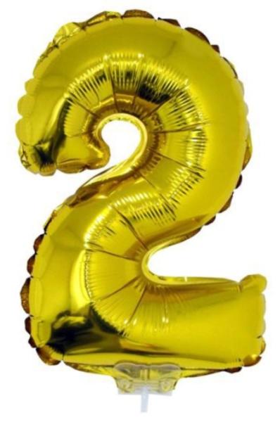2 szám alakú fólia lufi, arany, 41, 6 cm