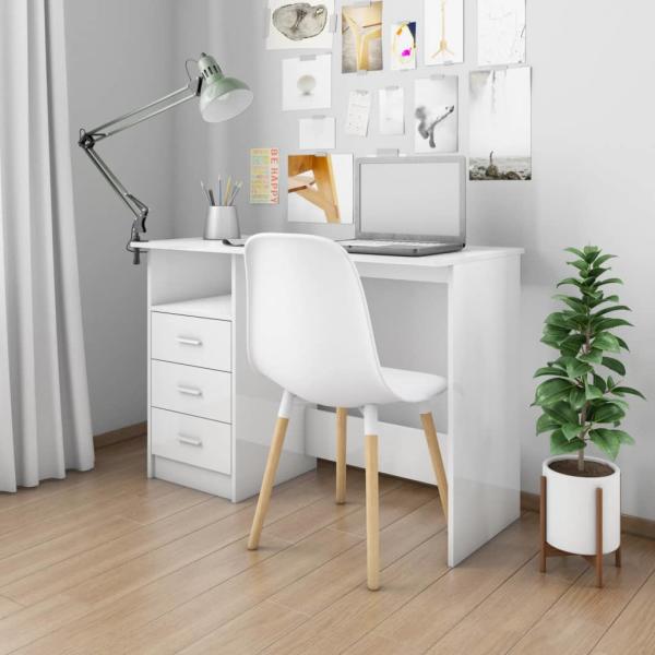 Vásárlás: vidaXL Magasfényű fehér forgácslap íróasztal fiókokkal 100x50x76  cm (800564) Íróasztal árak összehasonlítása, Magasfényű fehér forgácslap  íróasztal fiókokkal 100 x 50 x 76 cm 800564 boltok