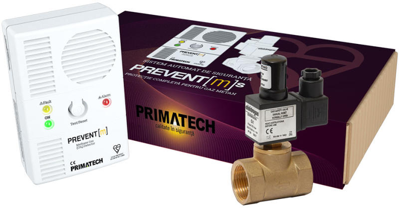 Primatech Detector de gaz metan Prevent M cu electrovalva de alama 1/2,  echipament complet (Alarma monoxid de carbon, fum si gaze) - Preturi