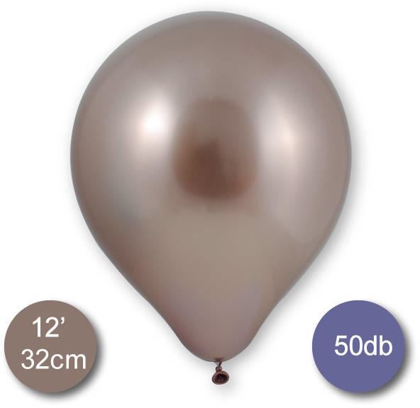 Króm (tükör) lufi, rose gold színben, 50db/cs