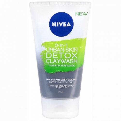 Nivea Urban Skin Detox 3 in 1 Claywash - Почистващ гел, ексфолиант и маска  за лице 3 в 1 с глина 150мл Маски за лице Цени, оферти и мнения, списък с  магазини,