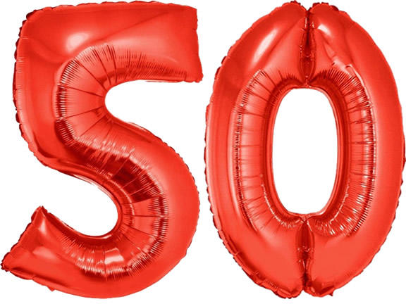 50-es piros szám fólia lufi