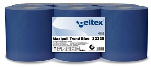 Maxipull Trend kék cellullóz, 2 réteg, 108m, 450 lap, 20x24cm, 6 tekercs/zsugor (32329) - alphadenthigienia