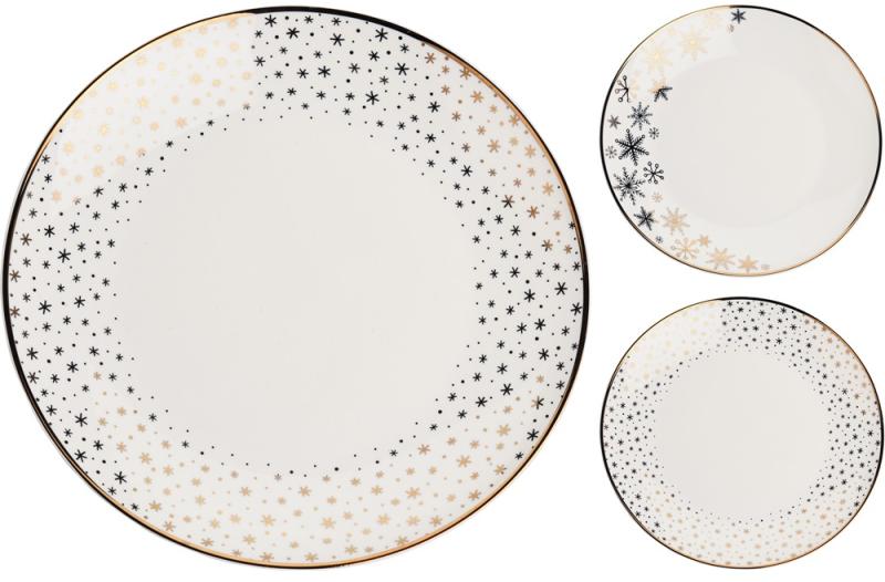 Lapostányér porcelán 20cm csillag mintás 2 féle 1db