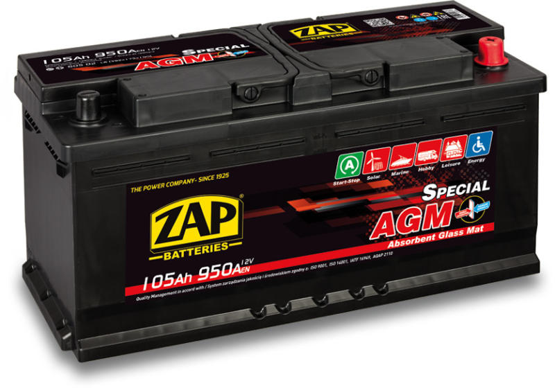 ZAP AGM Start-Stop 105Ah 950A right+ vásárlás, Autó akkumulátor bolt árak,  akciók, autóakku árösszehasonlító