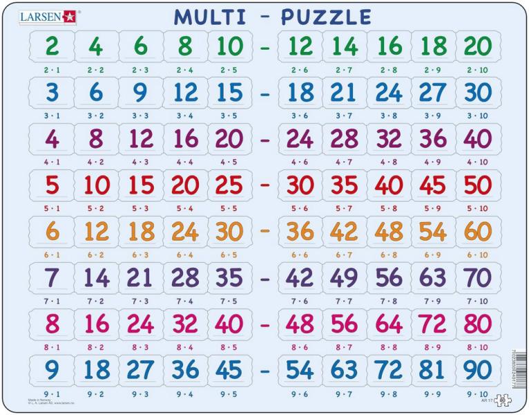 Larsen Puzzle Larsen - Mathematik: Multiplikationstabellen, 80 piese  (48389) (Larsen-AR17) (Puzzle) - Preturi