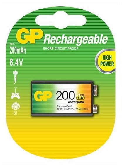 GP Batteries Acumulator 9V NiMH 200mAh 1buc/blister GP (GP20R8H-BL1)  (Baterie reincarcabila) - Preturi