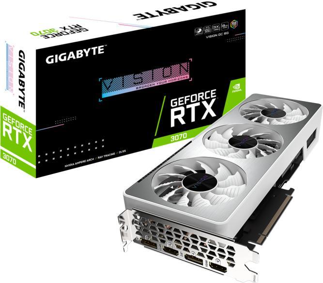 GIGABYTE GeForce VISION RTX 3070 8GB OC GDDR6 256bit (GV-N3070VISION  OC-8GD) Gigabyte Видео карти Цени, оферти и мнения, списък с магазини