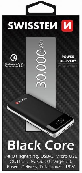 Vásárlás: SWISSTEN Black Core 30000mAh (22013929) Power bank, külső  akkumulátor árak összehasonlítása, Black Core 30000 mAh 22013929 boltok