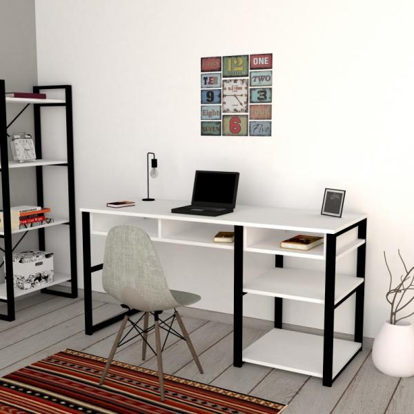 Vásárlás: Puqa Design Serho fehér-fekete íróasztal 150 x 75, 8 x 58, 4 cm  (835PUQ3827) Íróasztal árak összehasonlítása, Serho fehér fekete íróasztal  150 x 75 8 x 58 4 cm 835 PUQ 3827 boltok