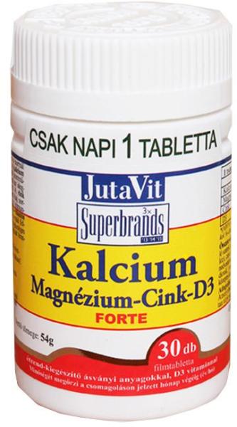 Vásárlás: JutaVit Tabletta Kálcium Magnézium Cink D3 forte 30 szem  Táplálékkiegészítő árak összehasonlítása, Tabletta Kálcium Magnézium Cink D  3 forte 30 szem boltok