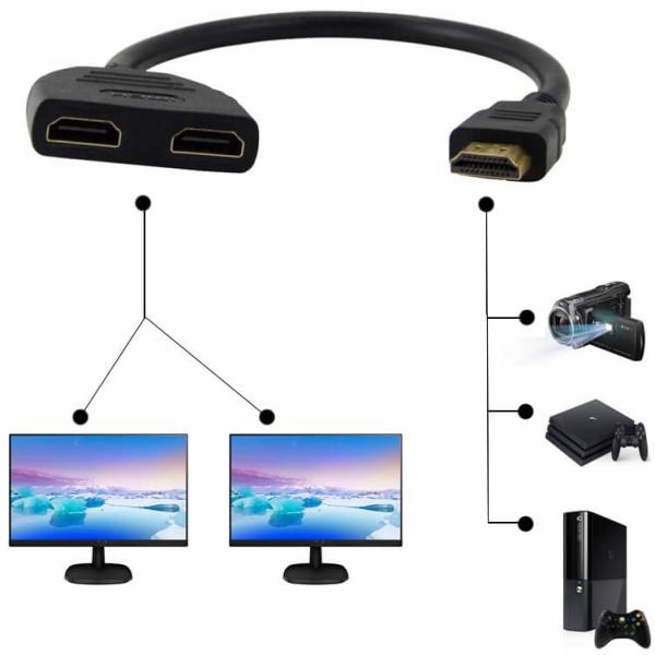 DUAL HDMI kábel HDMI elosztó - Ugyanaz a kép több kijelzőn vásárlás, olcsó  DUAL HDMI kábel HDMI elosztó - Ugyanaz a kép több kijelzőn árak, Kábel,  csatlakozó akciók