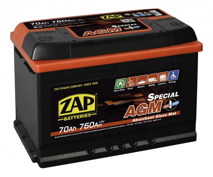 ZAP AGM Start & Stop 70Ah 760A right+ (Acumulator auto) - Preturi