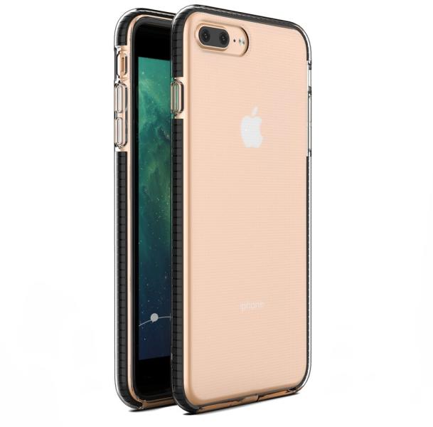 Hurtel Husa iPhone 8 Plus / iPhone 7 Plus Transparenta cu Margini Colorate  Gel Spring Case - Negru/Black (Husa telefon mobil) - Preturi