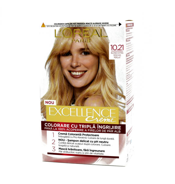L'Oréal Vopsea de par permanenta L oreal Paris Excellence 10.21 Blond Extra  Deschis Perlat, 192 ml (Vopsea de par) - Preturi