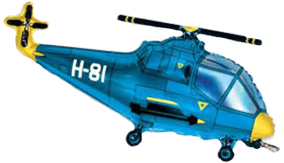 Helikopter, kék, 98cm, fólia lufi