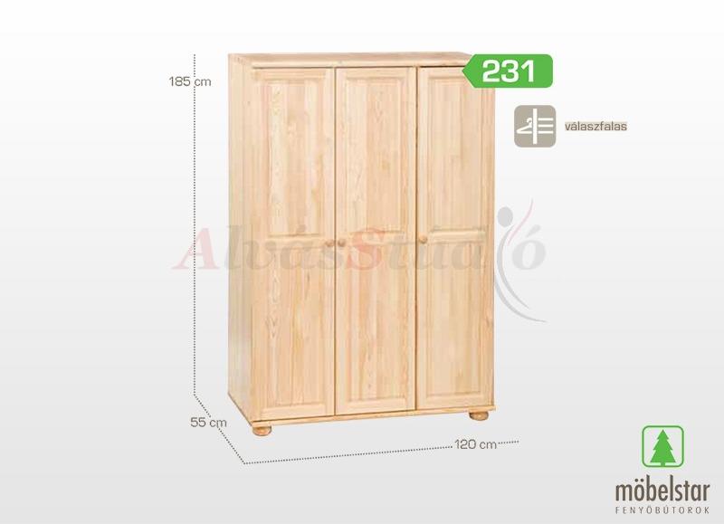 Vásárlás: Möbelstar 231 - 3 ajtós natúr fenyő szekrény Gardróbszekrény,  ruhásszekrény árak összehasonlítása, 231 3 ajtós natúr fenyő szekrény boltok