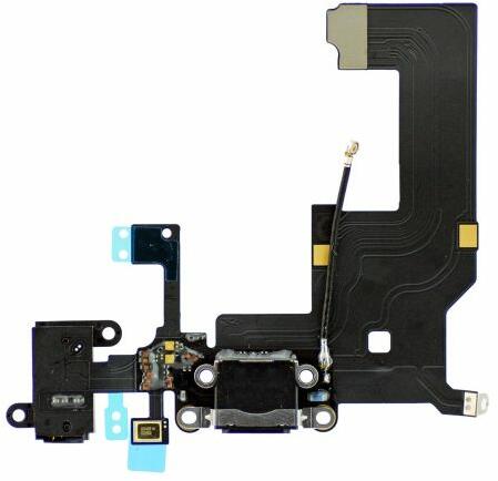 iPhone 5 - Töltő Csatlakozó + Jack Csatlakozó + Mikrofon + Flex Kábelek  (Black), Black