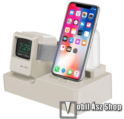 Vásárlás: 3 az 1-ben iPhone / Apple Watch / Airpods asztali töltő állvány /  dokkoló - szilikon, kábelelvezető, a töltő NEM TARTOZÉK! - FEHÉR  Mobiltelefon tok árak összehasonlítása, 3 az 1 ben