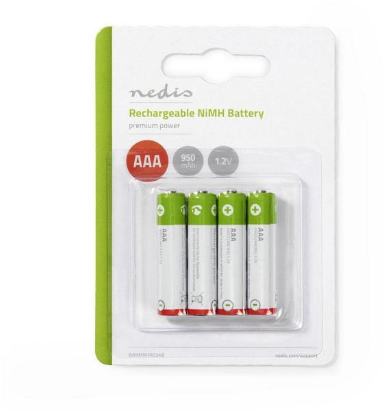 Vásárlás: Nedis Nedis BANM9HR034B - 4 db újratölthető elem AAA Ni-MH / 1.2V  / 950mAh NE0245 (NE0245) Elemtöltő árak összehasonlítása, Nedis BANM 9 HR  034 B 4 db újratölthető elem AAA Ni