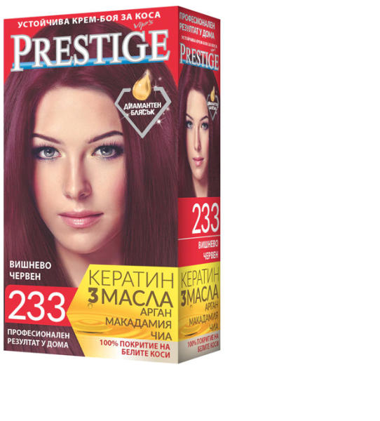 Prestige боя за коса, Вишнево червен, Номер 233 Бои за коса, оцветители за  коса Цени, оферти и мнения, списък с магазини, евтино Prestige боя за коса, Вишнево  червен, Номер 233