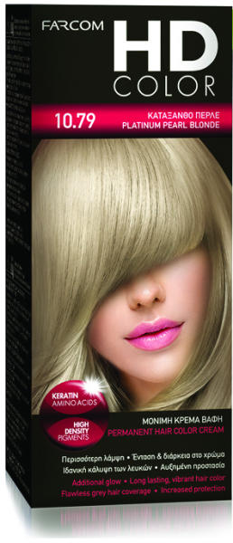 FARCOM HD color, Боя за коса, Номер 10.79, Платинено пепелно русо Бои за  коса, оцветители за коса Цени, оферти и мнения, списък с магазини, евтино  FARCOM HD color, Боя за коса, Номер