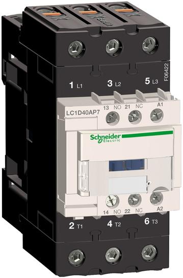 Schneider Tesys D contactor - 3P(3 NO) - AC-3 - 440 V 40 A - 230 V AC 50/60  Hz bobina (LC1D40AP7) (Siguranta automata, contor electric) - Preturi