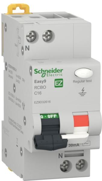 SCHNEIDER Intrerupator automat diferential RCBO 1P+N 16A/30mA Schneider  EZ9D32616 (EZ9D32616) (Siguranta automata, contor electric) - Preturi