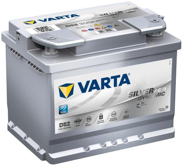 VARTA D52 Silver Dynamic AGM 60Ah 680A right+ (560 901 068 D852