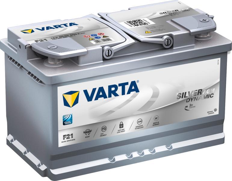 パーツ VARTA Silver Dynamic AGM F21 12V 80Ah VARTA F21 Silver Dynamic AGM 80Ah 800A right+ (580 901 080 D852