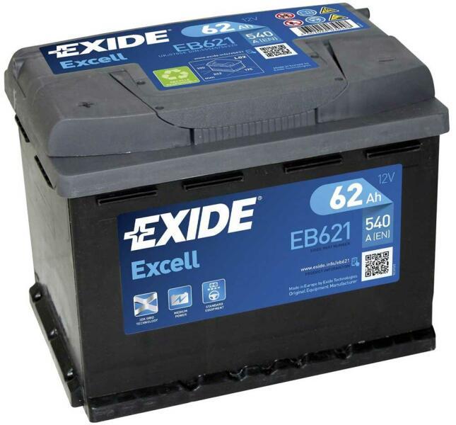 Exide Excell EB621 62Ah 540A left+ (EB621) (Acumulator auto) - Preturi