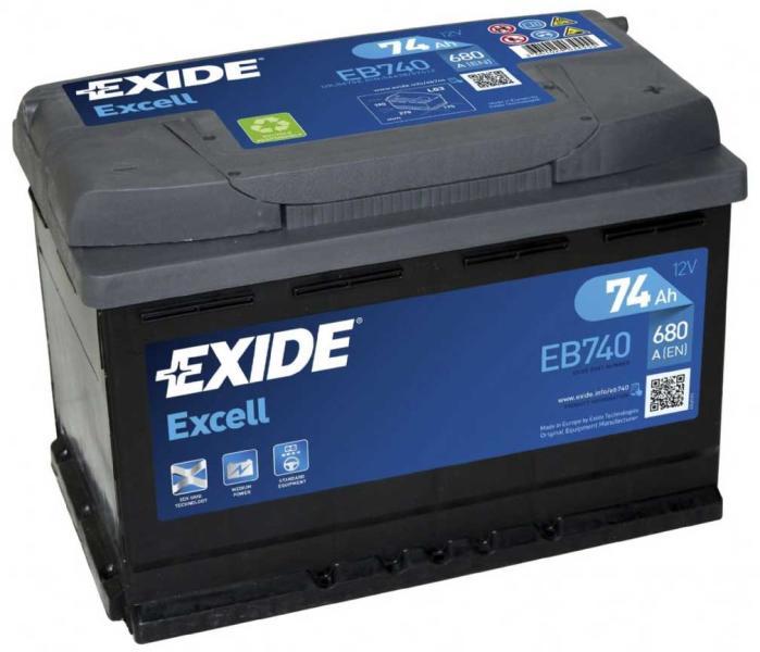 Exide Excell EB740 74Ah 680A right+ (EB740) (Acumulator auto) - Preturi