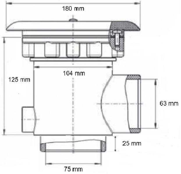 Padlóürítő Ø 180 MM ABS ráccsal fóliás medencekhez