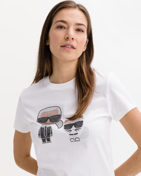 Karl Lagerfeld Ikonik T-shirt Karl Lagerfeld | Byal | ЖЕНИ | L цени и  магазини, евтини оферти Дамски тениски