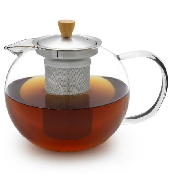 Klarstein Sencha, ceainic, 1, 3 l, strecurătoare din oțel inoxidabil, sticlă  borosilicată, capac (-) (Ceainic) - Preturi
