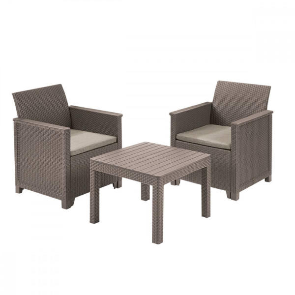 Curver Emma Balcony műrattan szett Chicago asztallal cappuccino 246122