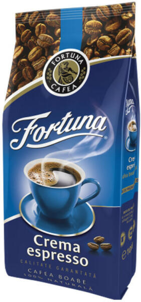 Fortuna Cafea Boabe Fortuna Crema Espresso, 1 kg, cafea amestec, gust  intens, aroma de ciocolata amaruie (Cafea) - Preturi