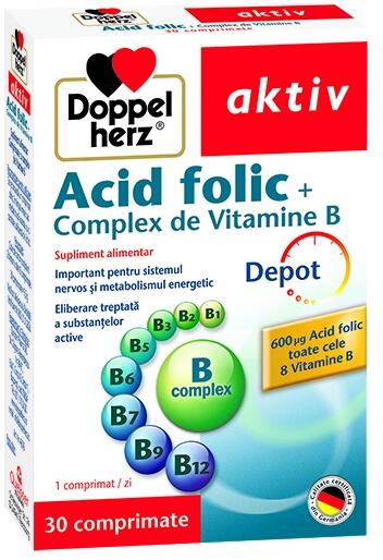 Doppel Hertz, Germania Doppelherz Aktiv Acid Folic & B-Complex x 30 cps  (Suplimente nutritive) - Preturi