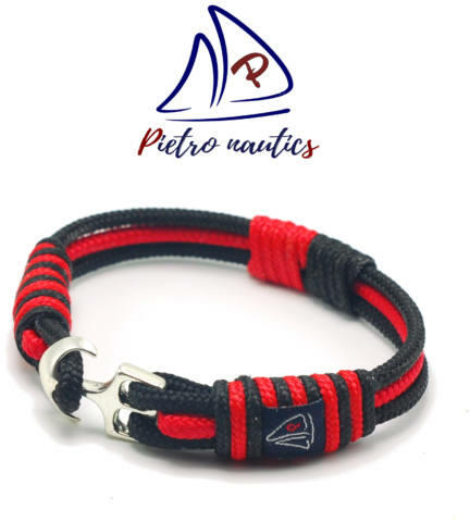 Vásárlás: Pietro Nautics Fekete piros színű vitorlás horgony karkötő Karkötő,  karlánc árak összehasonlítása, Feketepirosszínűvitorláshorgonykarkötő boltok